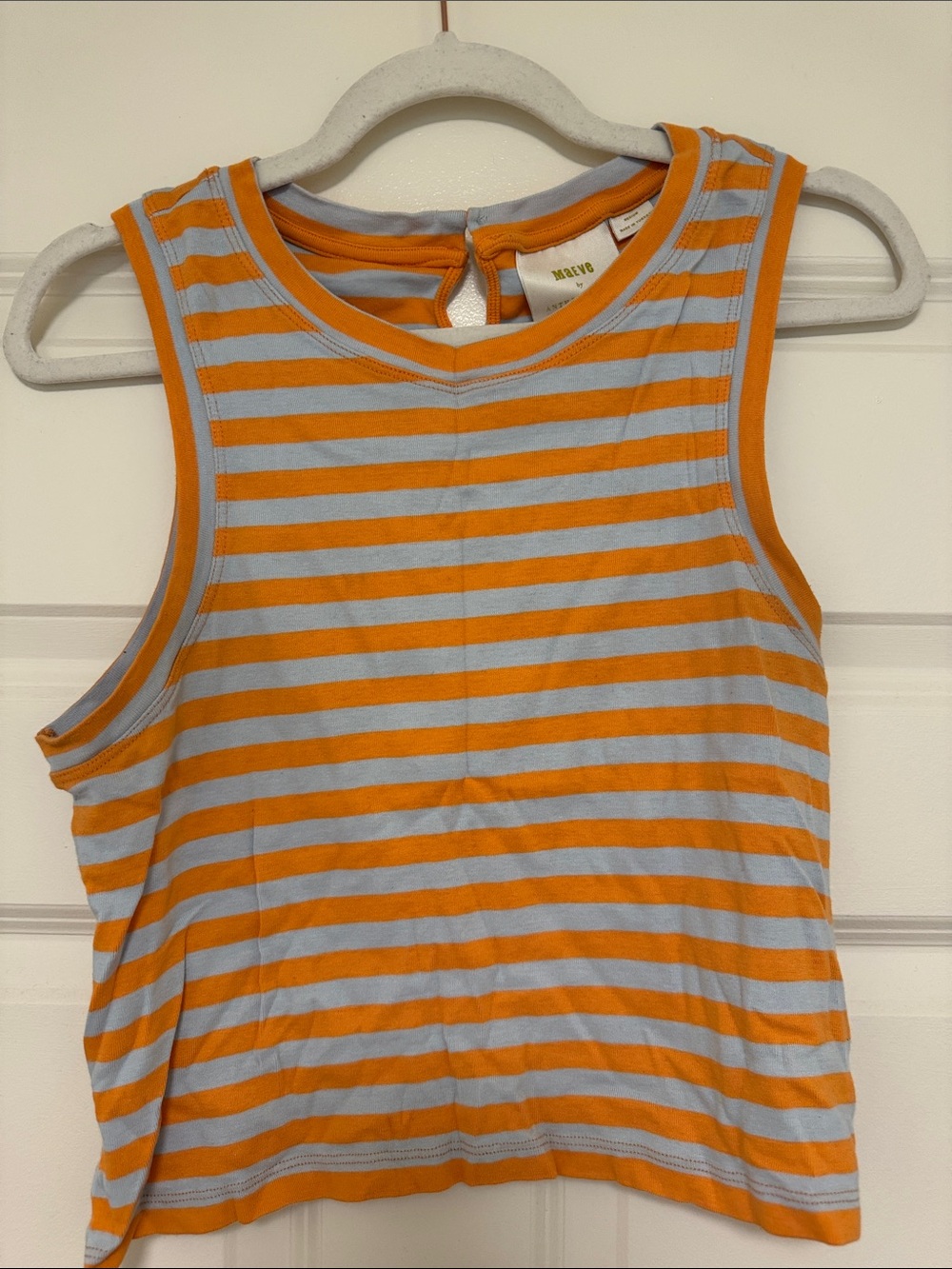 Maeve Orange & Light Blue Striped Tank Top